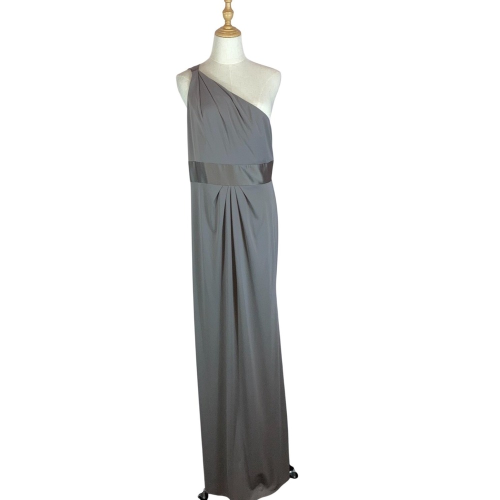 White by Vera Wang Gown Womens SZ 12 Charcoal One Shoulder Formal Maxi Dress NWT